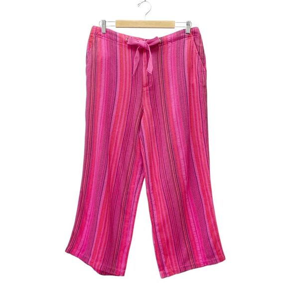NWT Sundance Hana Stripe Pink Wide Leg Pants Size PM Medium Petite Boho Beachy - Picture 2 of 15
